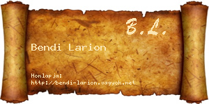 Bendi Larion névjegykártya